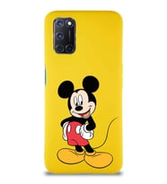 Oppo A52 Soft Premier Kapak Mickey Mouse-E Tasarımlı Silikon Kılıf - Sarı (Şeffaf)