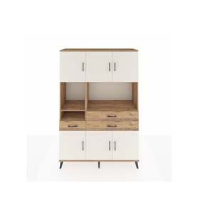 Hyperion Dolap 9 Raflı 3 Çekmeceli 6 Kapaklı 132x44x195 Çam-Aytaşı/Çam