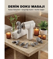 8 Başlıklı Şarjlı Masaj Tabancası 6 Kademeli Hız Ayarlı Derin Doku Kas Masaj Aleti