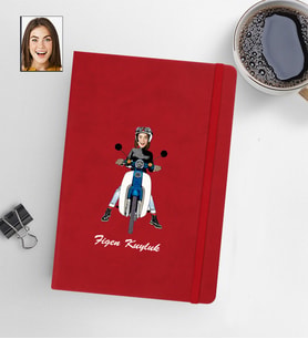 Kişiye Özel Kadın Model 13x21 Kırmızı Defter-54