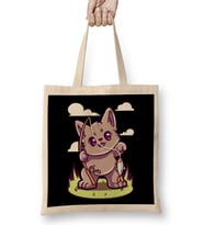 Cute & Funny Cat Fishing Bez Çanta Uzun Saplı