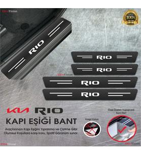 Kia Rio Logolu Karbon Kapı Eşiği Koruyucu Suni Deri 4'lü Set