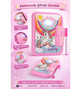 Elektronik Şifreli Günlük ve Eğitici Tablet Eğlence Güvenlik ve Öğrenme Bir Arada (Pembe)