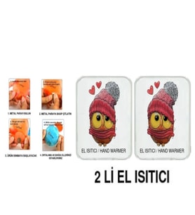 2 ADET BERELİ BAYKUŞ CEP SOBASI,EL ISITICI,SICAK SU TORBASI PVC  10x9,5cm