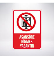 asansöre binmek yasaktır 21x28 Arkası Sticker