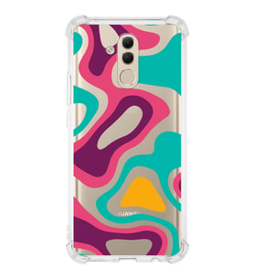 Huawei Mate 20 Lite  Köşe Korumalı Antişok Kapak Renkli Desen Tasarımlı Şeffaf  Kılıf