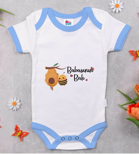 BK Kids Babasının Balı Tasarımlı Mavi Bebek Body Zıbın-1