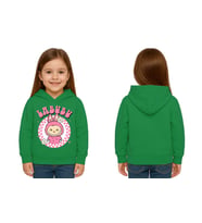 Unisex Baskılı Çocuk Swaetshirt Labubu Baskılı Kapüşonlu 3 İplik Şardonlu (Yeşil)