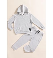 2'li Kapişonlu Açık Gri Waffle Sweat Jogger Alt Üst Takım