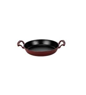 Lava Demir Döküm Yuvarlak Kulplu Tava 24 Cm Sahan Bordo (Kırmızı)