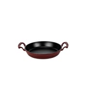Lava Demir Döküm Yuvarlak Kulplu Tava 24 Cm Sahan Bordo (Kırmızı)