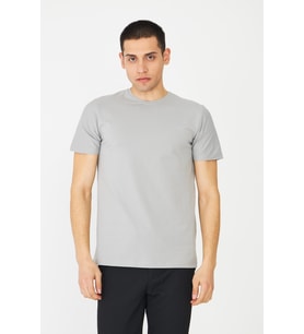 Gri Basic Bisiklet Yaka Erkek T-Shirt
