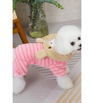 Caş Dekorasyon Pembe Renk Ayıcıklı Peluş XL Köpek Tulum