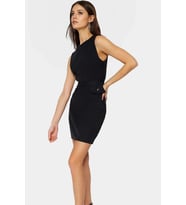 Yazlık Kolsuz Mini Elbise Bodycon Kesim Dokuma Kumaş Bisiklet Yaka Günlük Kullanım İçin