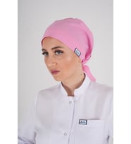 Tesettür Düz Şeker Pembesi Hemşire Doktor Aşçı Hastane Medikal Tesettür Cerrahi Bonesi