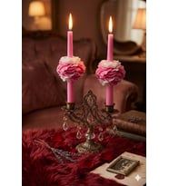 Şakayıklı Şamdan 2'li Mum - Mumelia Candles Doğal Soya Kutulu Dekoratif Mum - Pembe