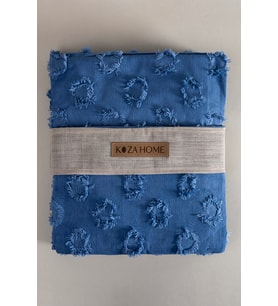 Koza Home Sitra Lacivert Çift Kişilik Püsküllü Yatak Örtüsü 230x250 2 Yastık 50x70 5034