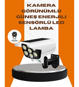 Solar Şarjlı Kamera Tasarımlı LED Duvar Lambası Hareket Sensörlü Dış Mekan Aydınlatma