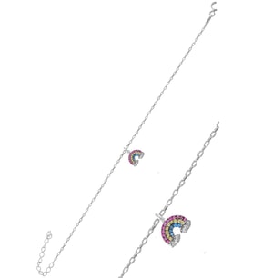 Söğütlü Silver Gümüş rodyumlu zirkon taşlı gök kuşağı bileklik