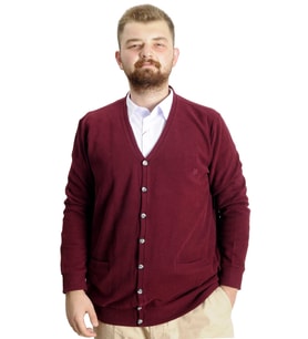 Mode XL Büyük Beden Erkek Hırka Vanize Selanik Düğmeli 20548 Bordo