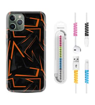 Apple iPhone 11 12 13 14 Pro Max Kılıf Kablo Koruma Spiral Silikon Zigzaglar 1651