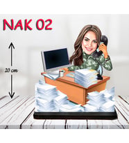Kişiye Özel Ahşap Biblo - Kadın Asker Karikatür Biblo 2