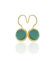 Kadir Jewellery 22 Ayar Altın Kaplama Kadın Taşlı Küpe -El İşçiliği Ve Hipoalerjenik Küpe -E01 (K.Yeşil)