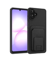 Coverzone Samsung Galaxy A07 ile Uyumlu K?l?f Z-Bikart Kart B�lmeli Standl? Kilif, Deri Dokulu Y�zey, Darbe Emici Kenar Koruma, Arka Kapak Tasar?m? Galaxy A07 kilif Siyah