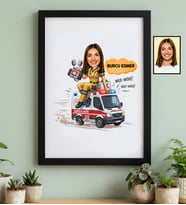 Kişiye Özel Karikatürlü Paramedik Siyah Çerçeve Tıp Bayramı Hediyesi