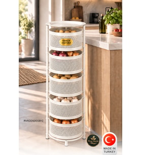 River World Tekerleksiz Rengi Beyaz Açılabilen 5 Katlı Çok Amaçlı Metal Raf Mutfak, Balkon, Kiler