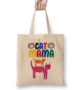 Cat Mama Funny Cat Lover Gifts For Women Men Kids Bez Çanta Uzun Saplı
