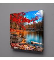 SONBAHARDA GÖL MANZARASI KANVAS TABLO 30x30cm (Karışık)