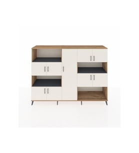 Hyperion Dolap 10 Raflı 9 Kapaklı 220x44x163 Çam-Aytaşı/Antrasit