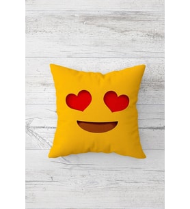 Kalpli Göz Emoji Çift Tarafı Baskılı Gizli Fermuarlı Yastık Kılıfı Kırlent Koltuk Yastık Kılıfı (Kırmızı)