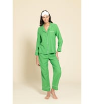 3'lü Organik Beyaz Biyeli Yeşil Pijama Takımı