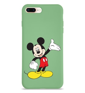 Apple iPhone 7 Plus Uyumlu Lansman Kılıf Mickey Mouse Tasarımlı Altı Kapalı İçi Kadife Kaplı  Kapak (Şeffaf)