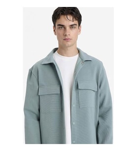 Defacto Regular Fit Twill Yeşil Erkek Gömlek E7689AX/GN1175