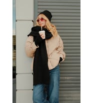 Chuba Kadın Triko Atkı & Bere & Eldiven Üçlü Takım Set Siyah 26W5006