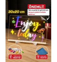 LED Işıklı Şeffaf Çizim Tableti ve Yazı Tahtası - 30x20 cm, Ayarlanabilir Standlı Akrilik Not Panosu, USB Güçlü Eğitici Çocuk Boyama Seti, 7 Renkli Kalem ve Temizleme Bezi Hediyeli