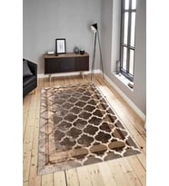 Dijital Baskılı Yıkanabilir Kaymaz Modern Renkli Salon Halısı Mutfak Halısı Yolluk ND-HY-1323 (Kahverengi)