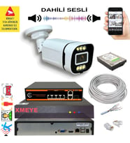1 li Yapay Zeka Destekli 5 MP Görüntü POE Bağlantılı Sesli 6 Warm Led Gece Renkli IP Kamera Seti 4386WS