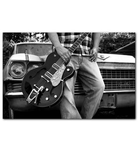 Cakatabloo Beyaz Cadillac ve Elektrogitarlı Genç MDF Tablo