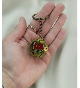 Futbol Topu Anahtarlık Metal Türk Bayraklı Çanta Cüzdan Süsü Türkiye Kemer Yazılı