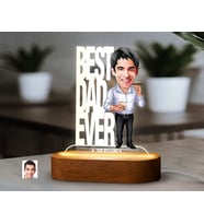 BK Gift Kişiye Özel Baba Karikatürlü Dekoratif 3D Biblo LED Işıklı Gece Lambası-4, Babaya Hediye, Babalar Günü Hediyeleri