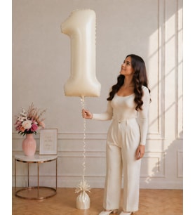 1 Rakamlı Krem 76 cm Helyum Balon – Folyo Parti Balonu