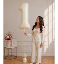 1 Rakamlı Krem 76 cm Helyum Balon – Folyo Parti Balonu