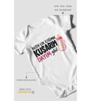 Dayıya Özel Kısa Kollu Bebek Body %100 Pamuk