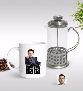 BK Gift Kişiye Özel Godfather Baba Karikatürlü Kupa & French Press Seti-8 (Model 1)