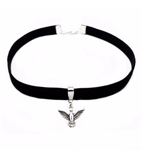 Albatros Kuşu Siyah Kadife Kadın Choker Tasma Kolye