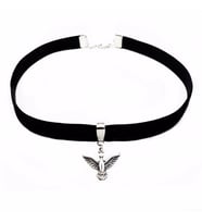 Albatros Kuşu Siyah Kadife Kadın Choker Tasma Kolye